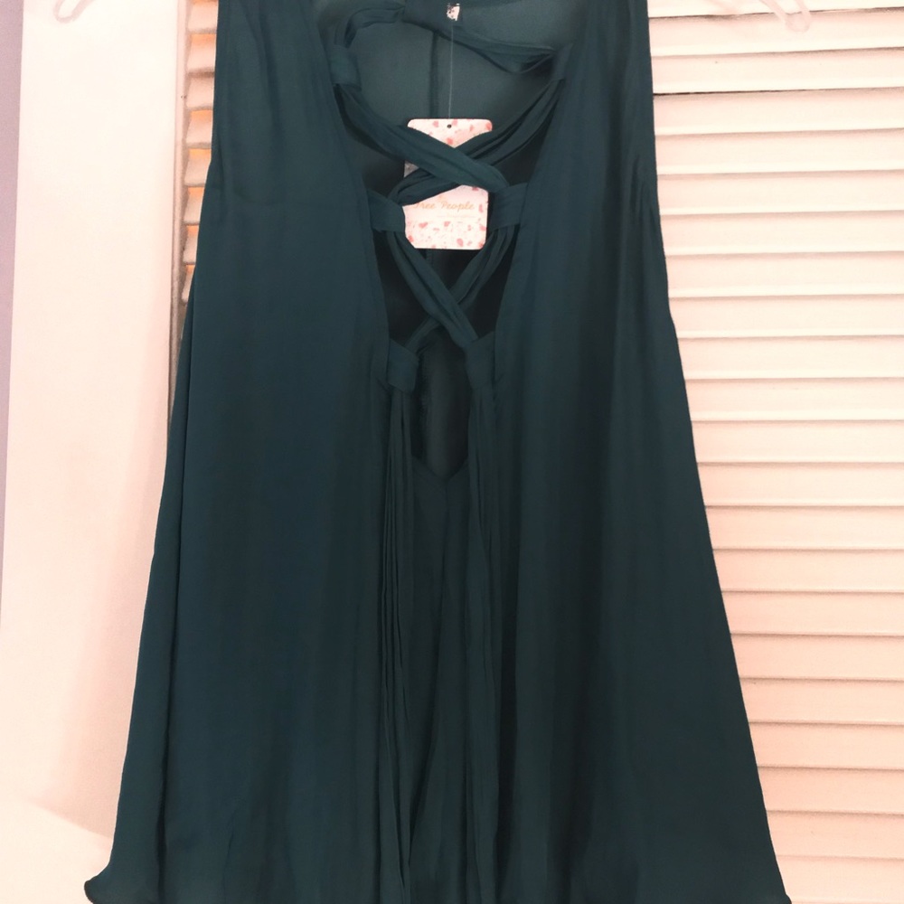 Free People NWT Lace up Cami Top XS Forest Green